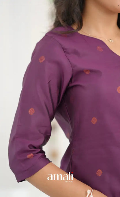 Sanvi Blended Silk Salwar - Magentaish Purple and Pastel Blue - salwar