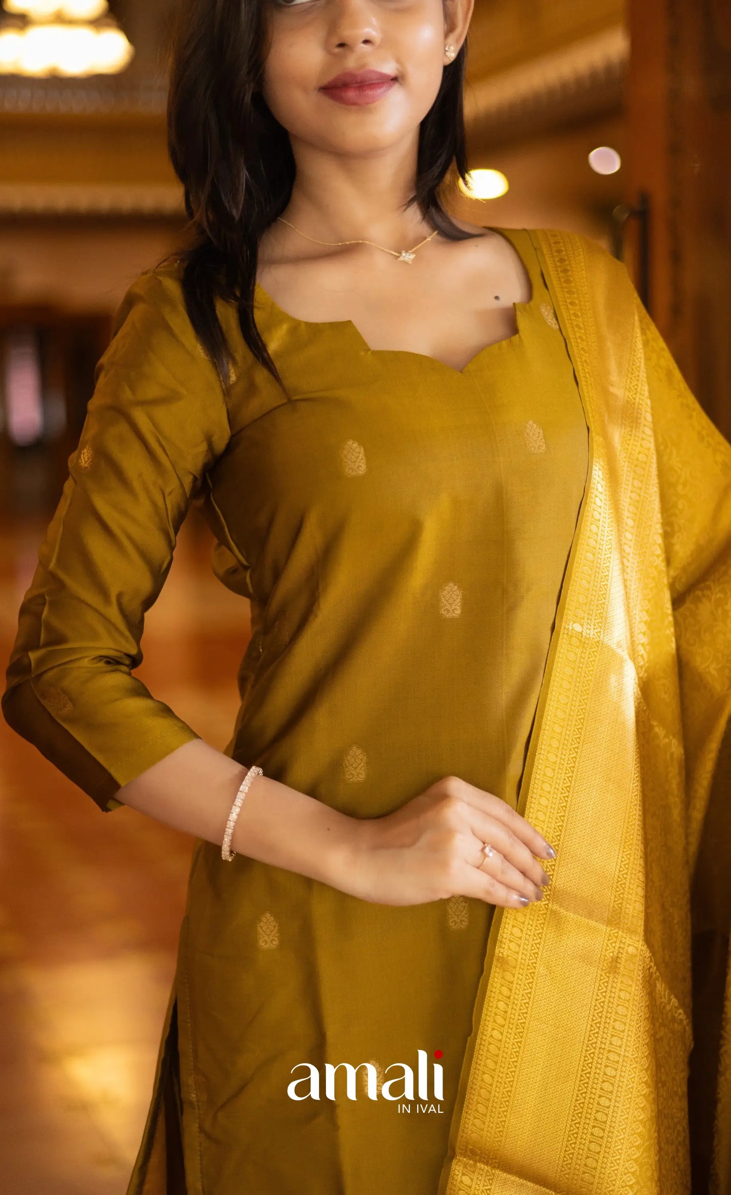 Sanvi Blended Silk Salwar - Mustard salwar