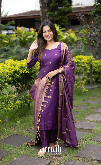 Sanvi Blended Silk Salwar - Purple salwar