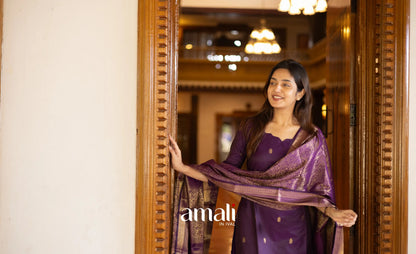 Sanvi Blended Silk Salwar - Purple salwar