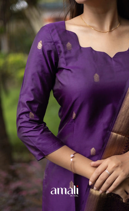 Sanvi Blended Silk Salwar - Purple salwar