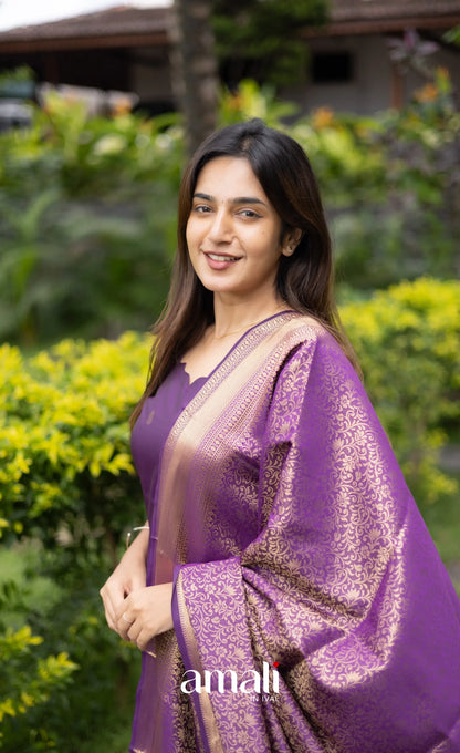 Sanvi Blended Silk Salwar - Purple salwar
