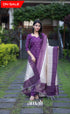 Sanvi Blended Silk Salwar - Purple and Offwhite salwar