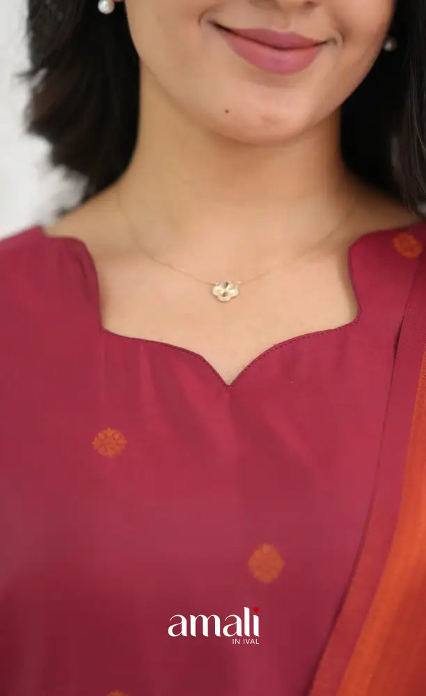 Sanvi Blended Silk Salwar - Reddish Maroon and Dark Green - salwar