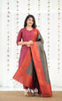 Sanvi Blended Silk Salwar - Reddish Maroon and Dark Green - salwar
