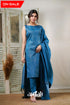 Sanvi - Blue Unstitched Semi Kanchipuram Silk Salwar Salwar