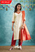 Sanvi - Cream And Red Blended Silk Salwar Salwar