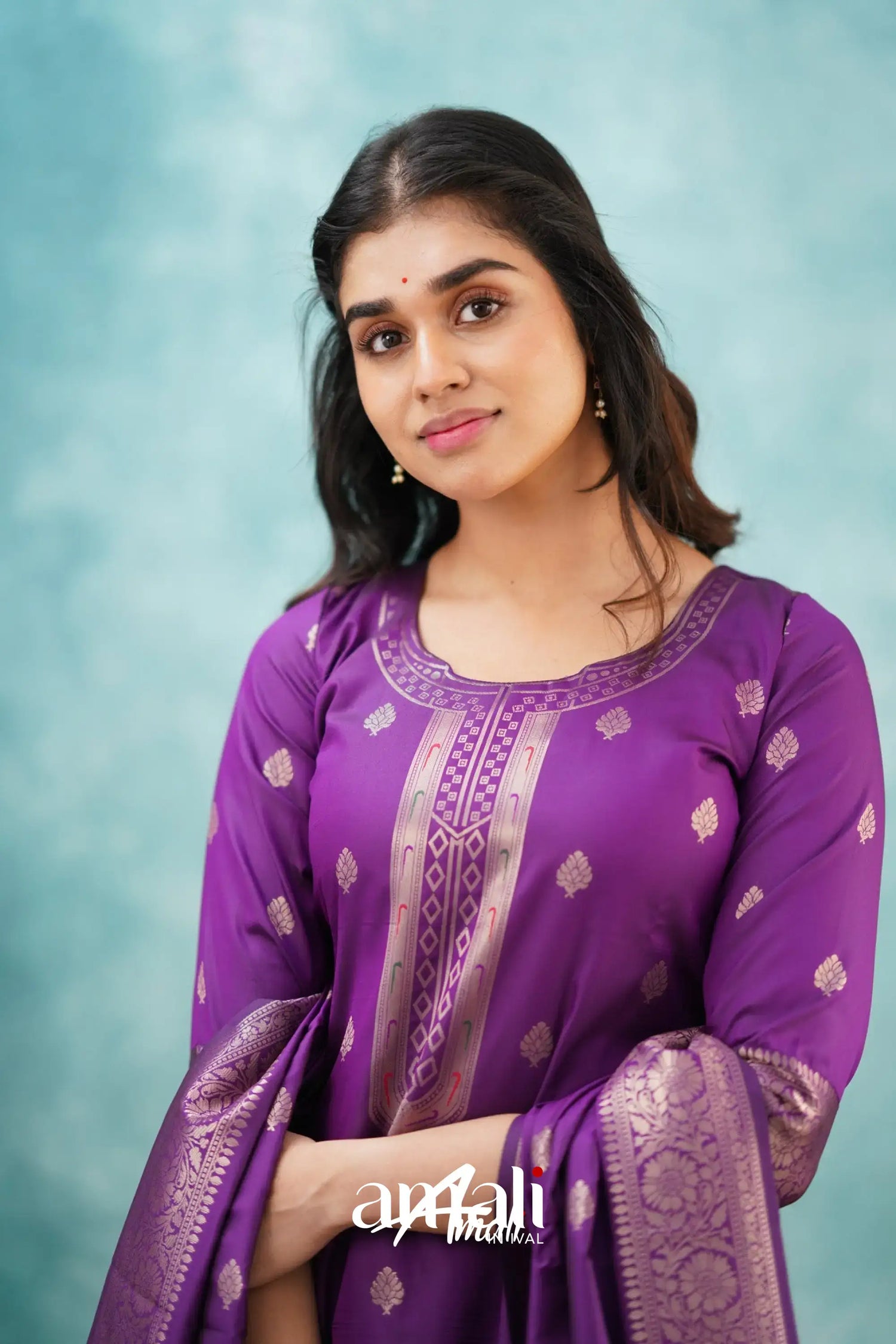 Sanvi - Purple Blended Paithani Silk Salwar Salwar