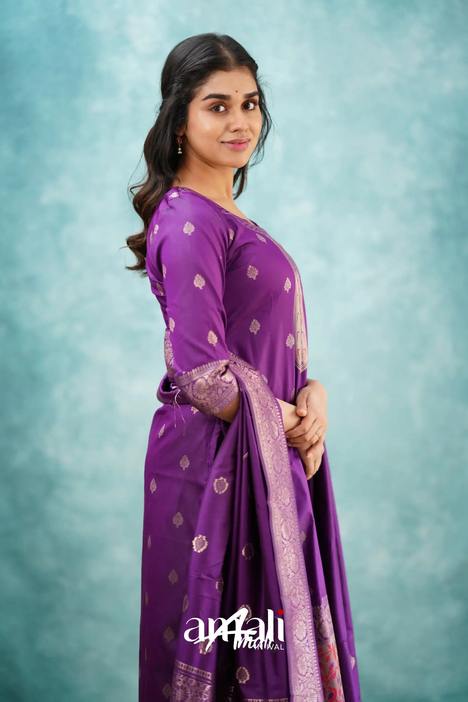 Sanvi - Purple Blended Paithani Silk Salwar Salwar