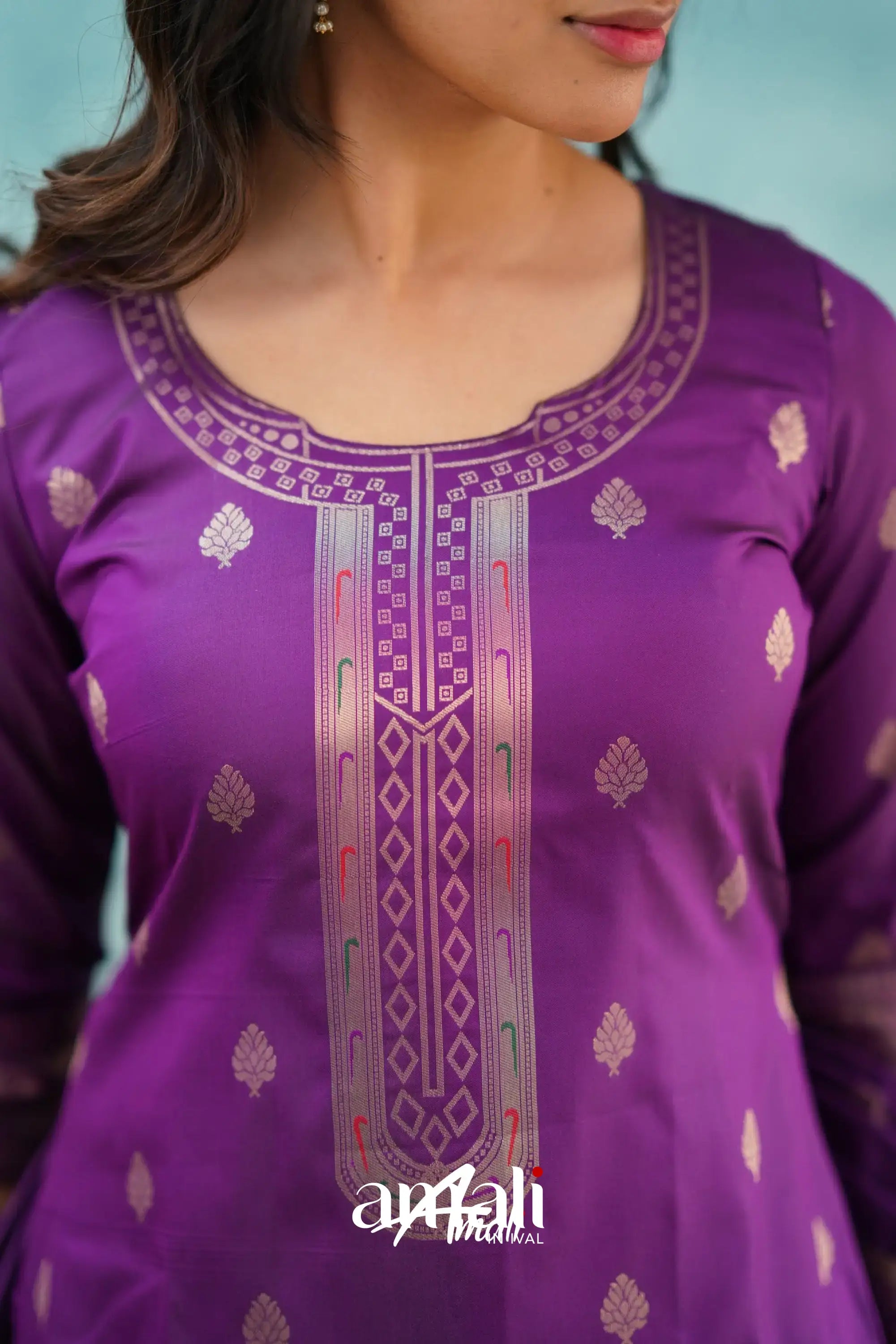 Sanvi - Purple Blended Paithani Silk Salwar Salwar