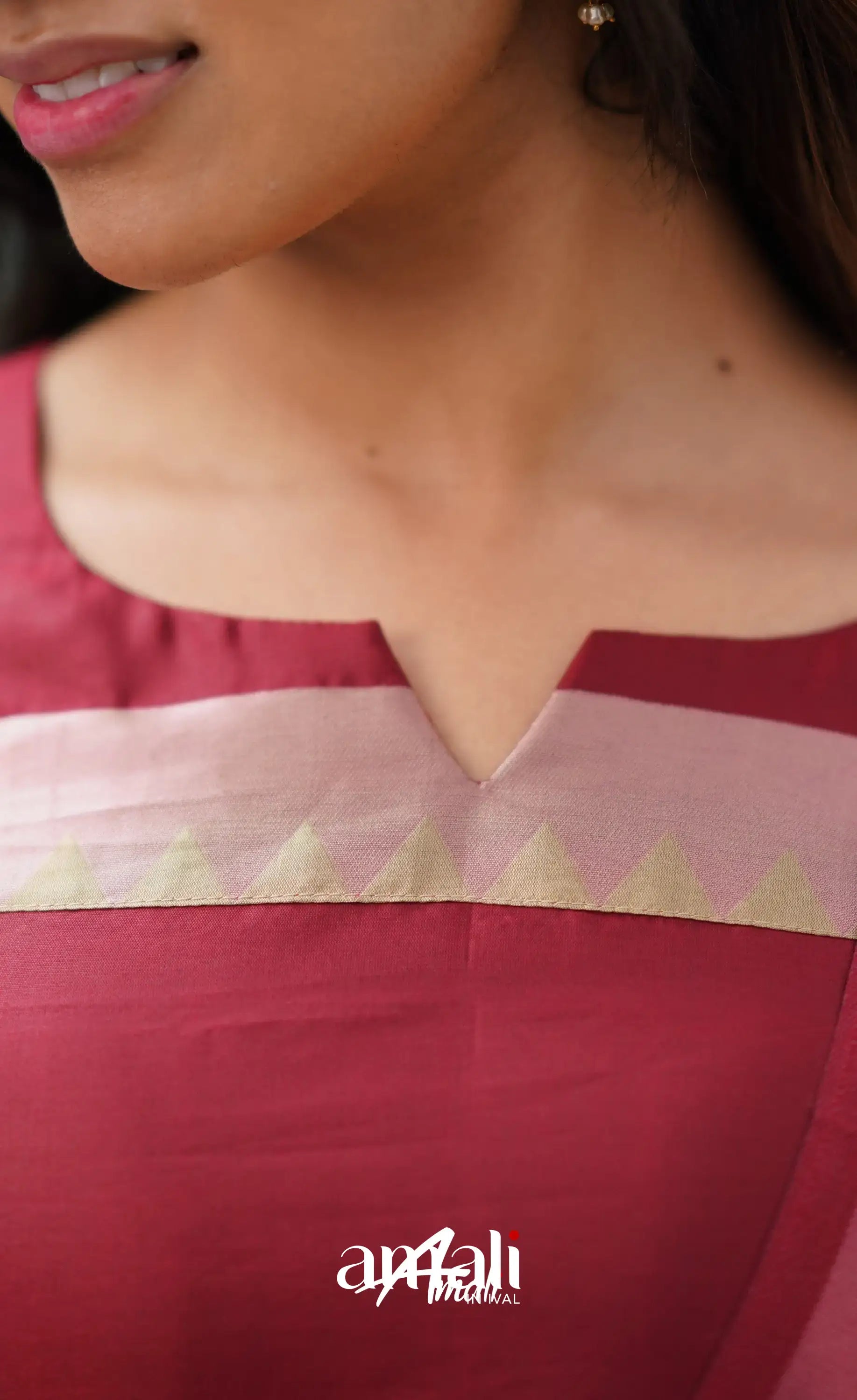 Sanvi - Reddish Maroon And Beige Semi Kanchipuram Silk Salwar Salwar