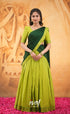 Savarna Cotton Half Saree - Light Green and Dark Green Half Sarees