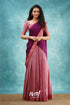 Savarna - Light Pink And Dark Magenta Cotton Halfsaree Half Sarees