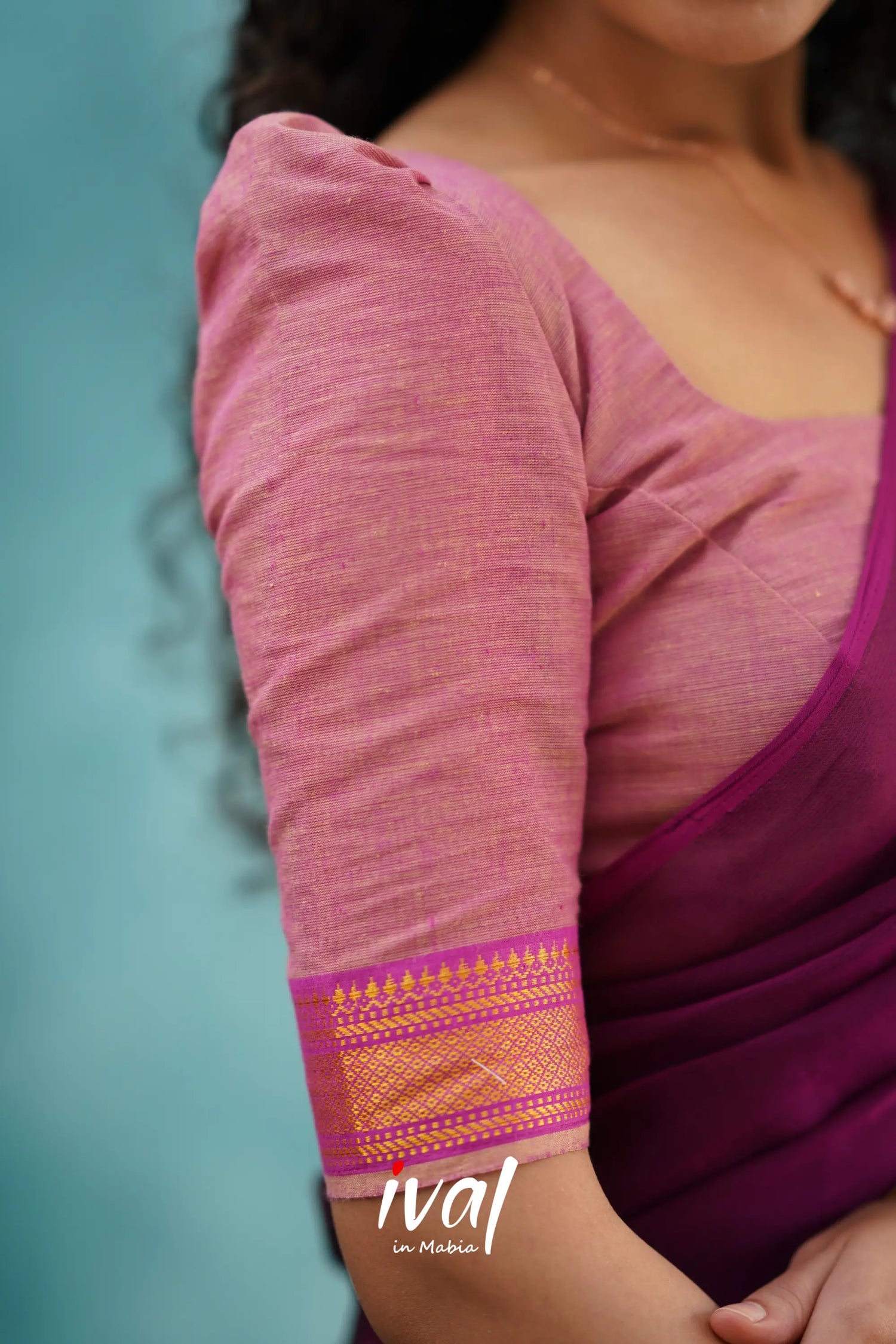 Savarna - Light Pink And Dark Magenta Cotton Halfsaree Half Sarees