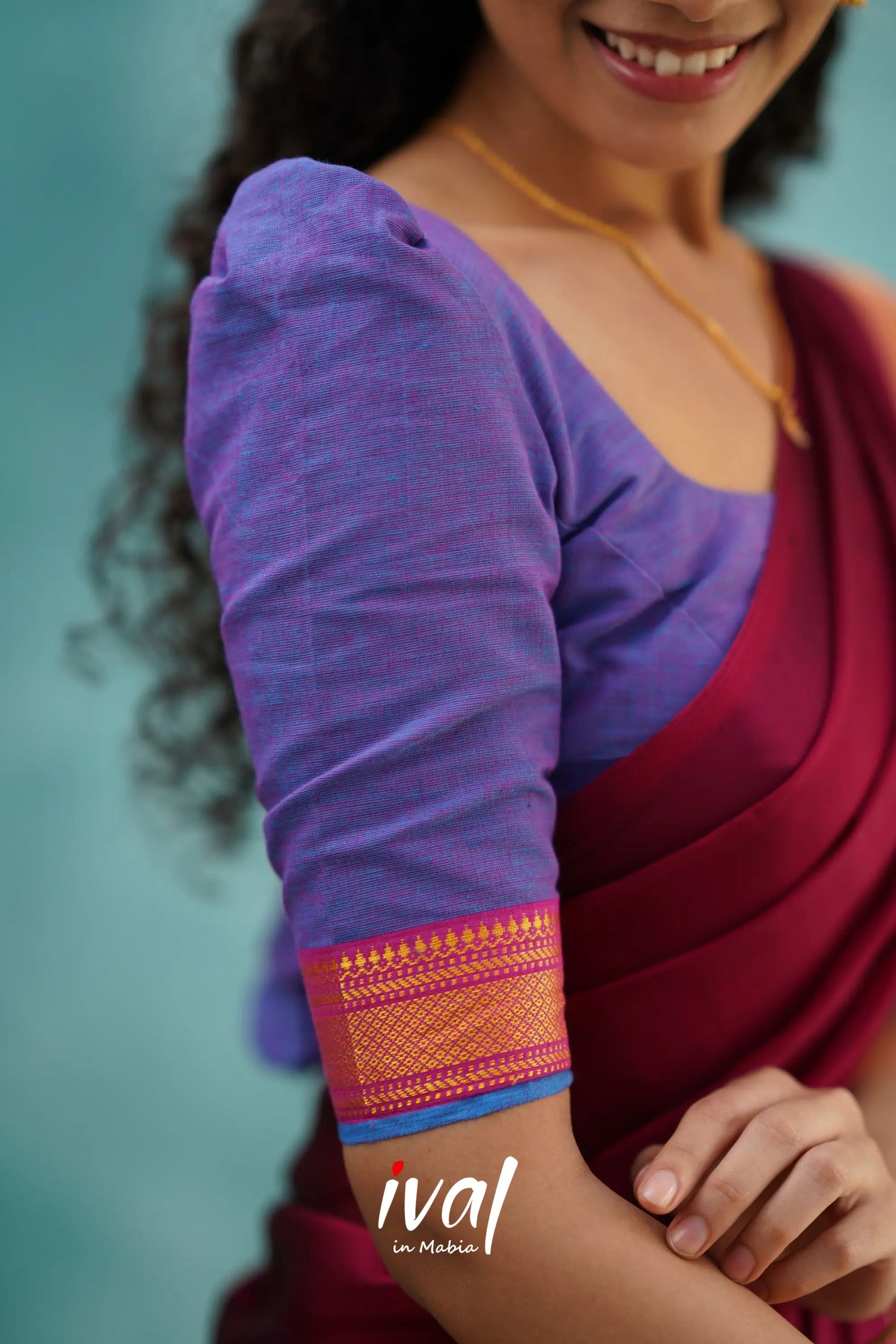 Savarna - Purple And Dark Magenta Cotton Halfsaree Half Sarees