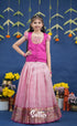 Sayuri Baby Pink and Rani Pink Paithani Kota Pavadai Sattai Kids-Suttis