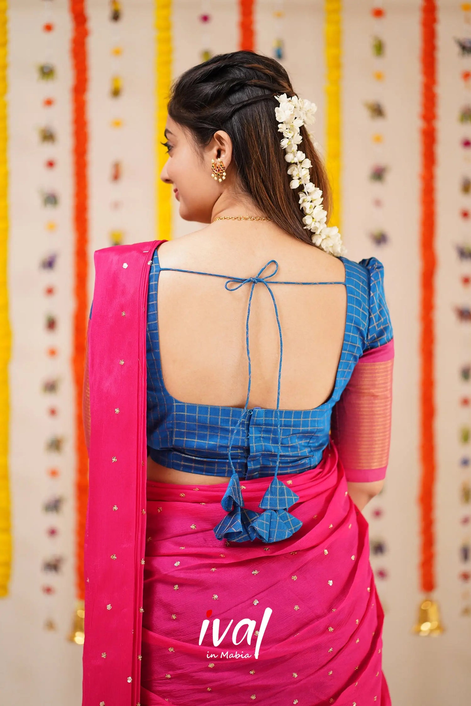 Sayuri - Blue And Pink Silk Cotton Halfsaree Half Sarees