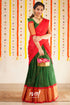 Sayuri - Bottle Green And Red Silk Cotton Halfsaree Half Sarees