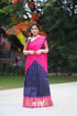 Sayuri - Dark Blue And Pink Silk Cotton Halfsaree Half Sarees