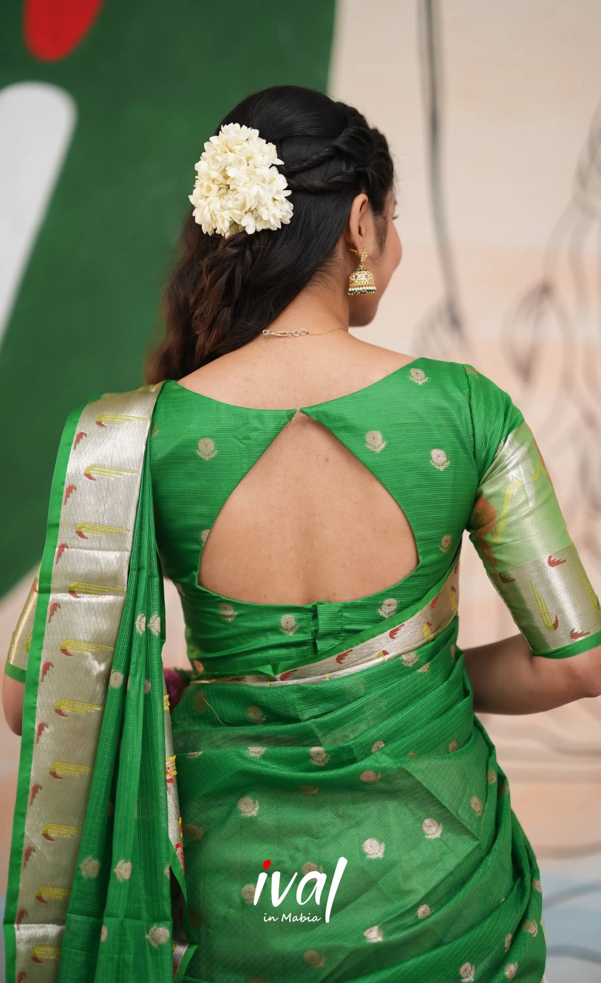Sayuri Kota Halfsaree - Baby Pink and Green - Half Sarees