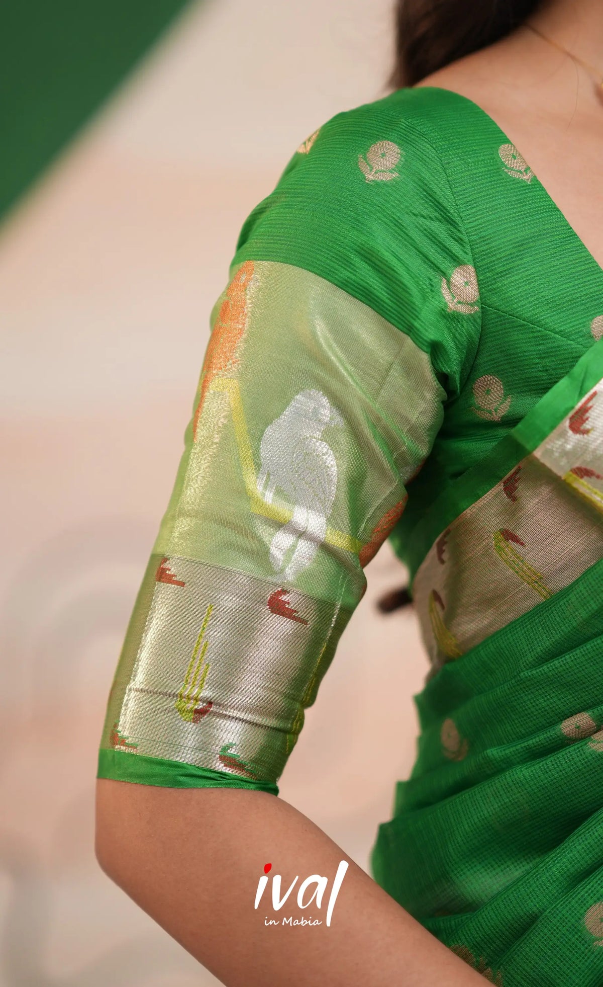Sayuri Kota Halfsaree - Baby Pink and Green - Half Sarees