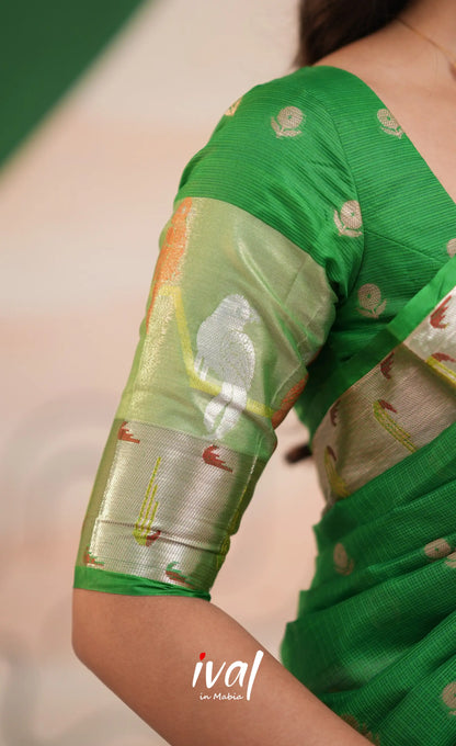 Sayuri Kota Halfsaree - Baby Pink and Green - Half Sarees