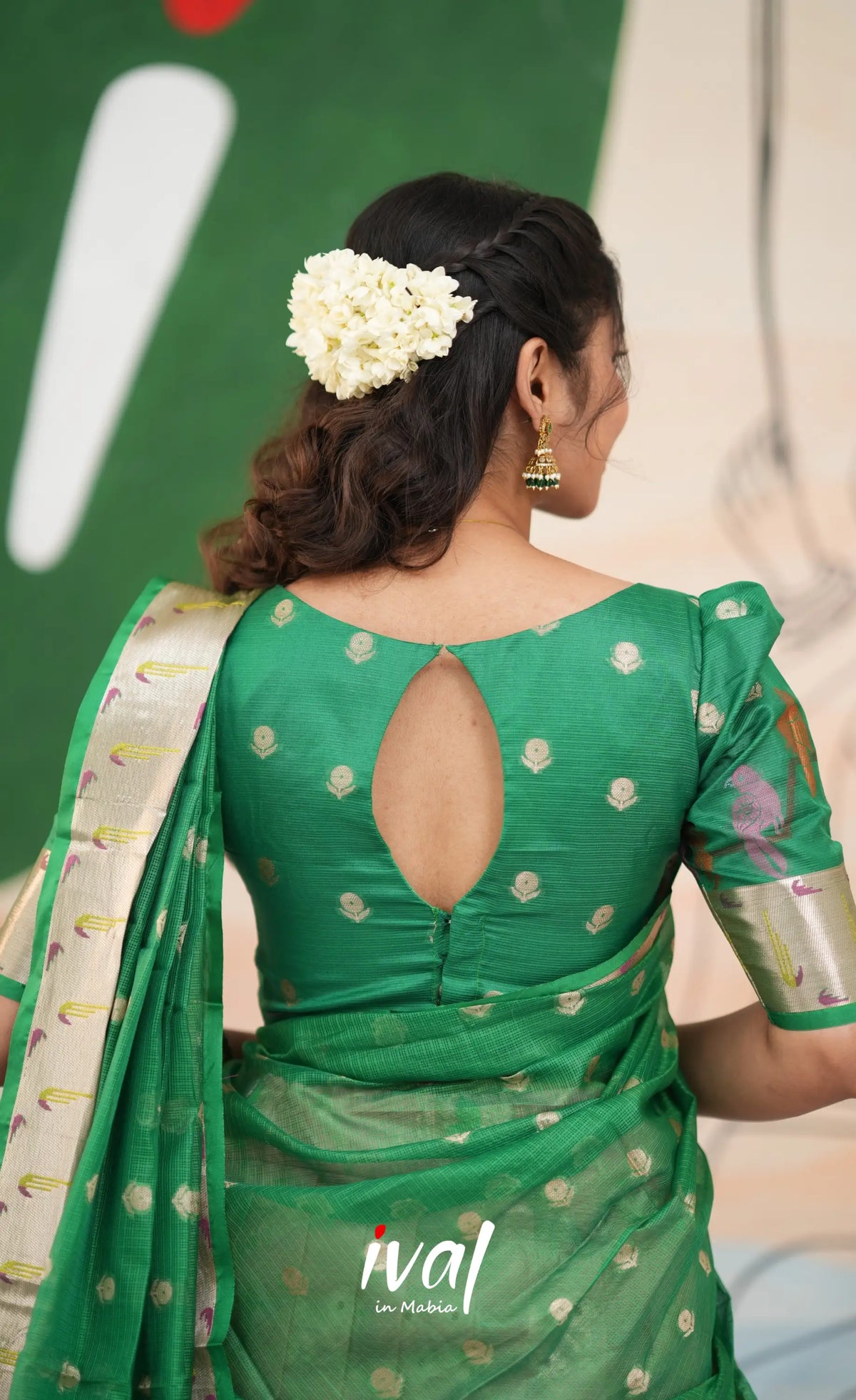 Sayuri Kota Halfsaree - Baby Pink and Green - Half Sarees