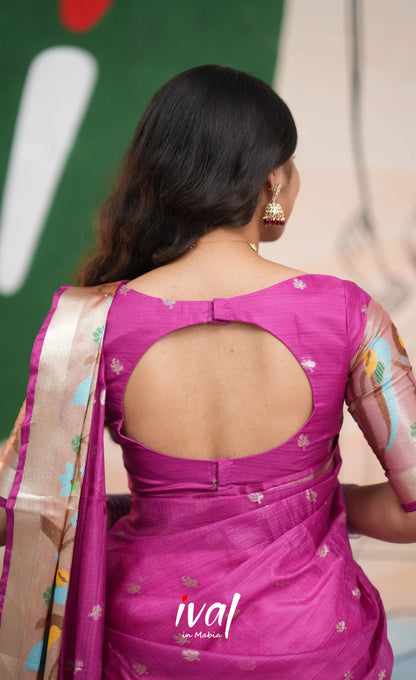 Sayuri Kota Halfsaree - Baby Pink and Magenta - Half Sarees