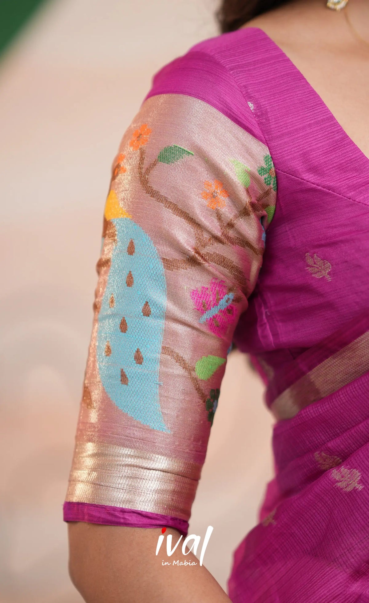Sayuri Kota Halfsaree - Baby Pink and Magenta - Half Sarees