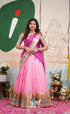 Sayuri Kota Halfsaree - Baby Pink and Magenta - Half Sarees