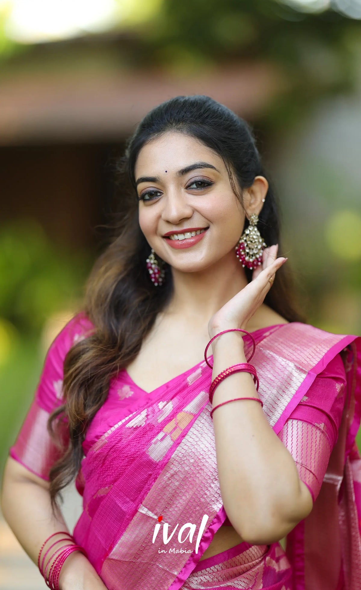 Sayuri Kota Halfsaree - Bluish violet and Pink - Half Sarees