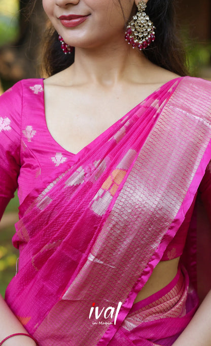 Sayuri Kota Halfsaree - Bluish violet and Pink - Half Sarees