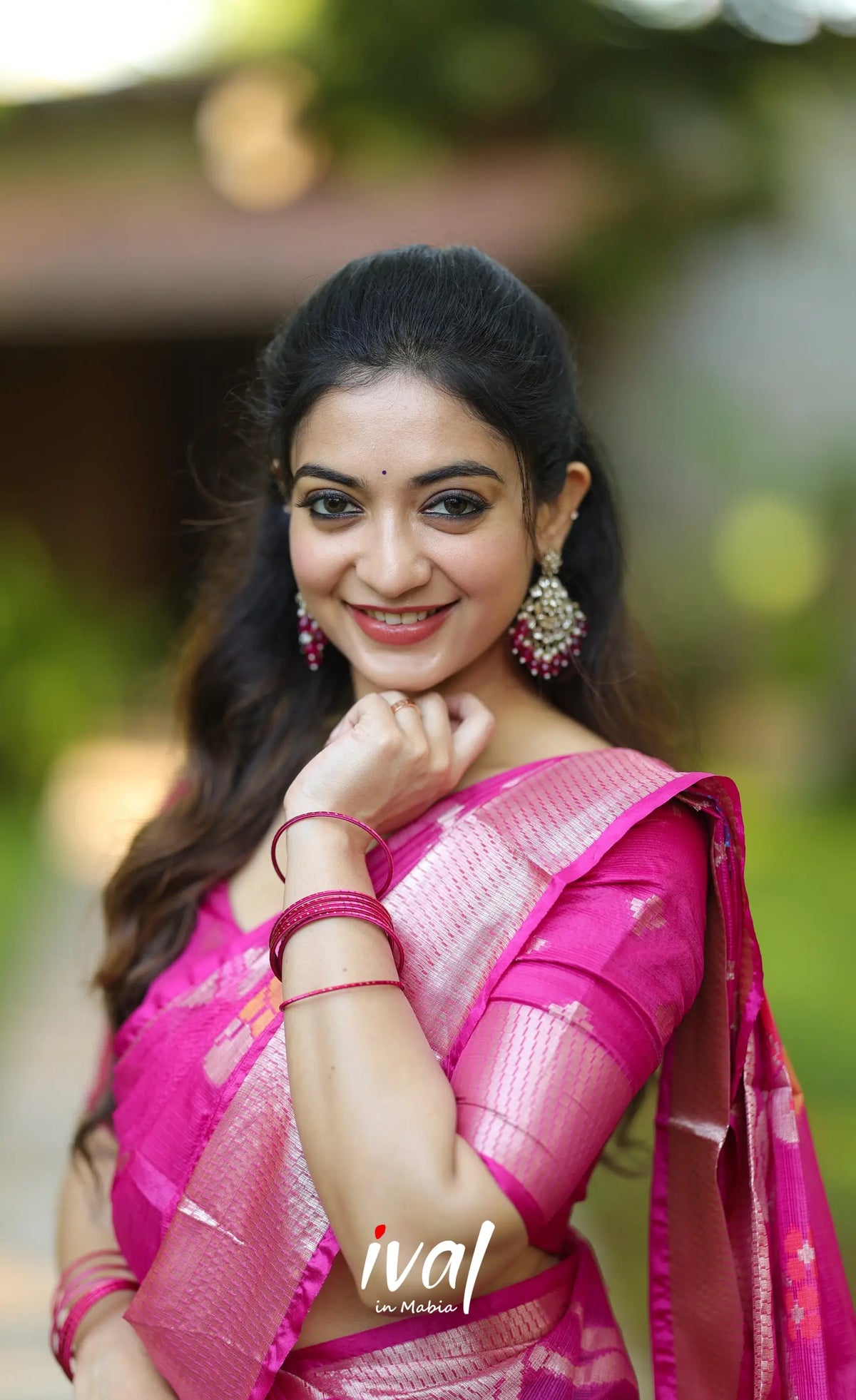 Sayuri Kota Halfsaree - Bluish violet and Pink - Half Sarees