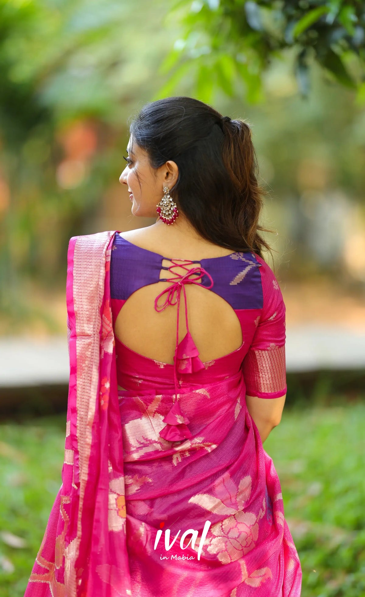 Sayuri Kota Halfsaree - Bluish violet and Pink - Half Sarees