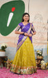 Sayuri Kota Halfsaree - Henna Yellow and Purple - Half Sarees