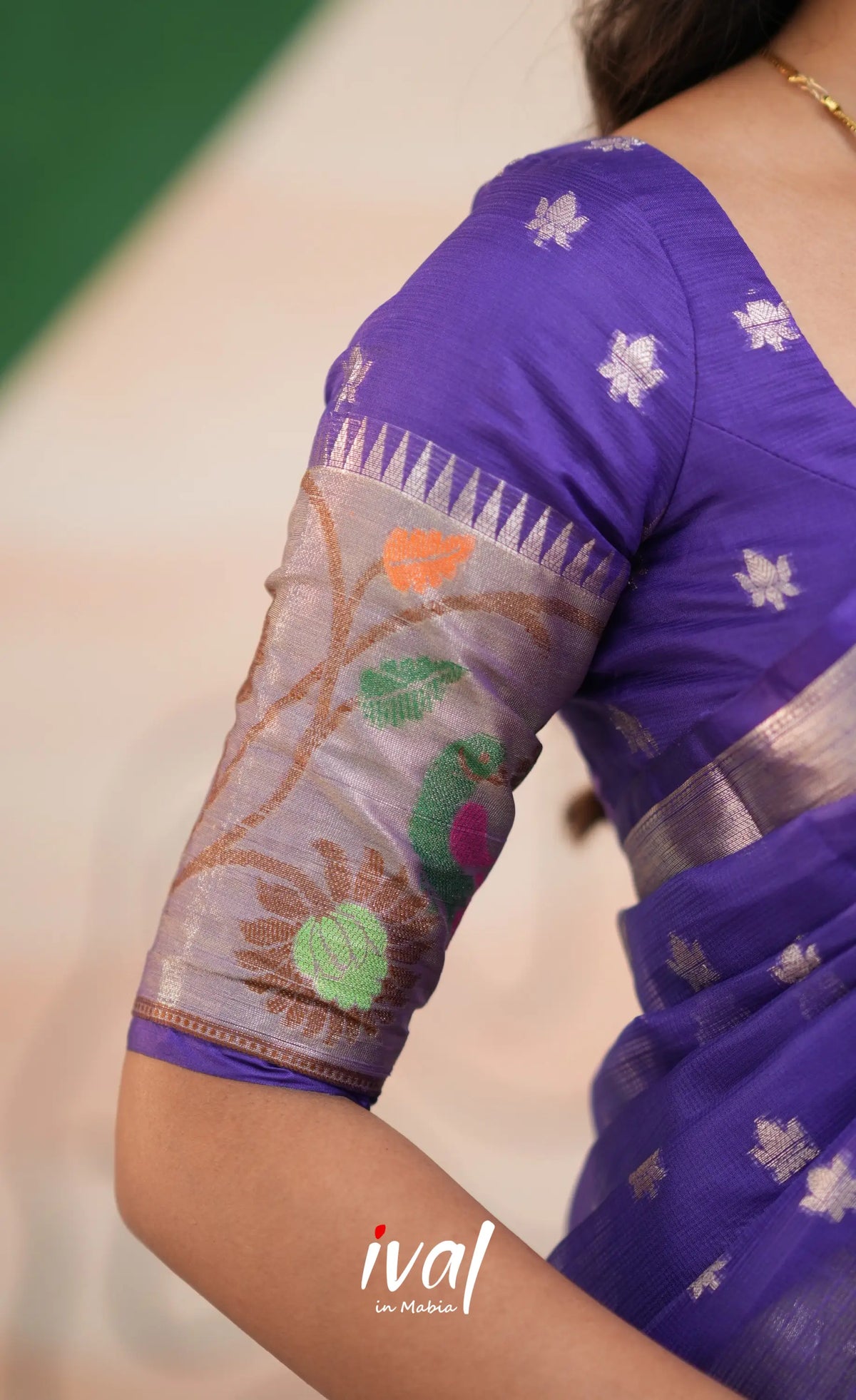Sayuri Kota Halfsaree - Henna Yellow and Purple - Half Sarees