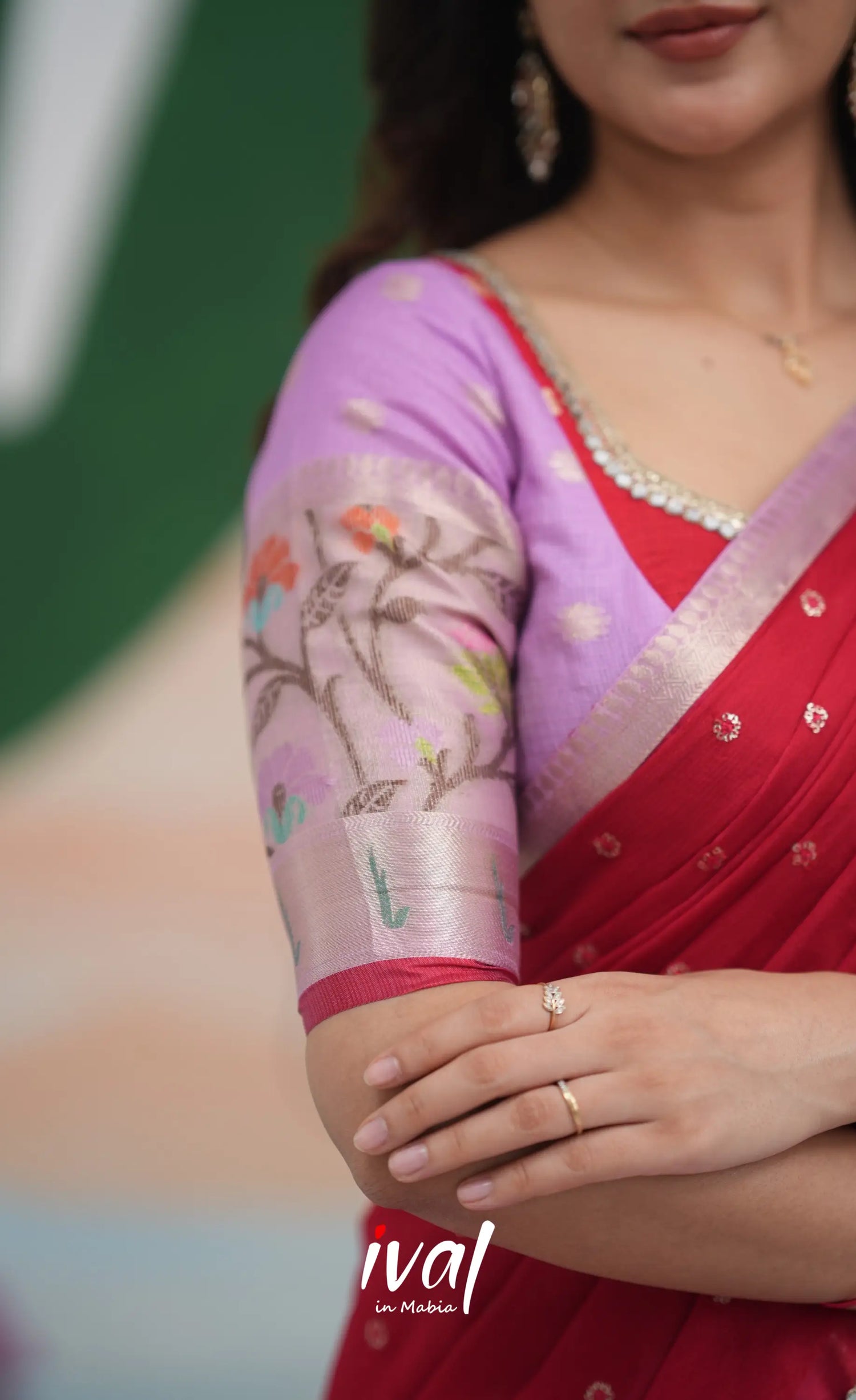Sayuri Kota Halfsaree - Lavender and Red Half Sarees