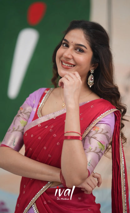 Sayuri Kota Halfsaree - Lavender and Red Half Sarees