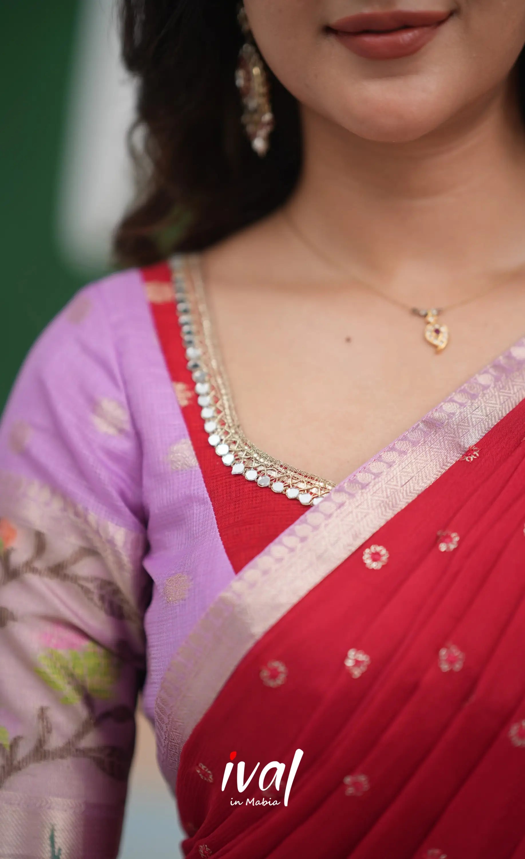 Sayuri Kota Halfsaree - Lavender and Red Half Sarees