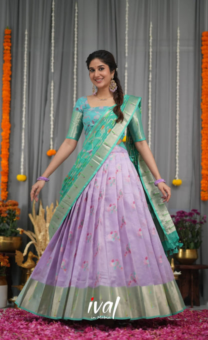 Sayuri Kota Halfsaree - Lavender and Teal Blue Half Sarees