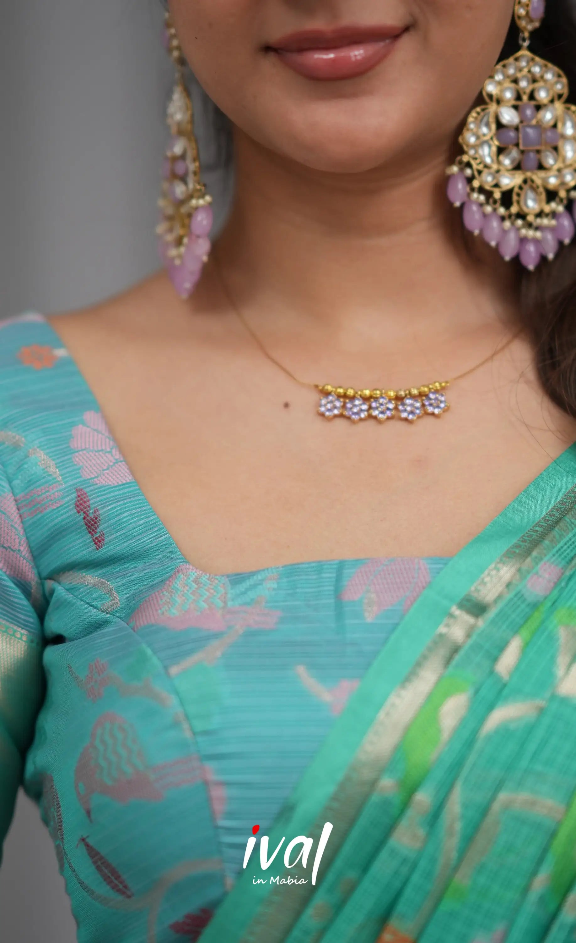 Sayuri Kota Halfsaree - Lavender and Teal Blue Half Sarees