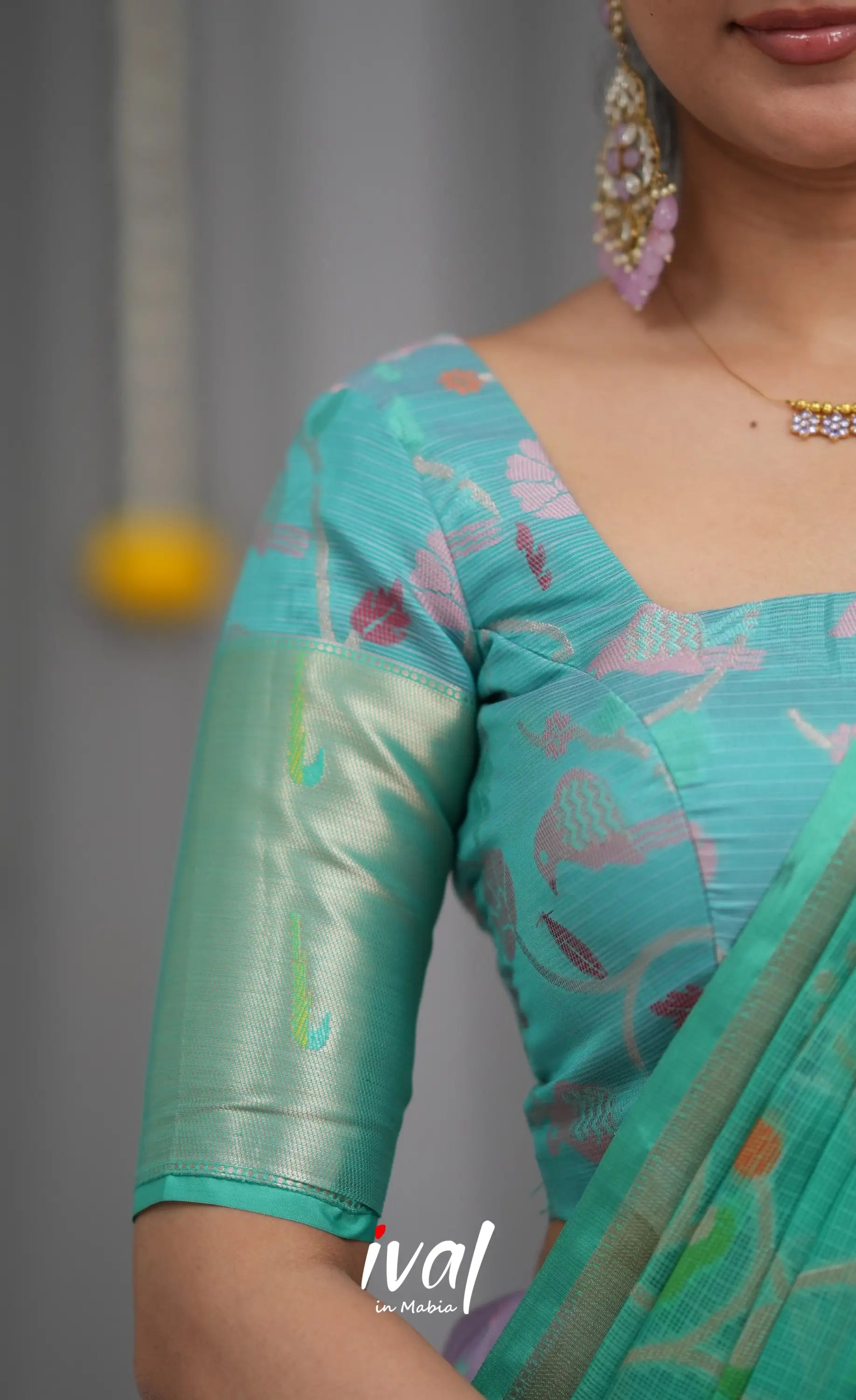 Sayuri Kota Halfsaree - Lavender and Teal Blue Half Sarees