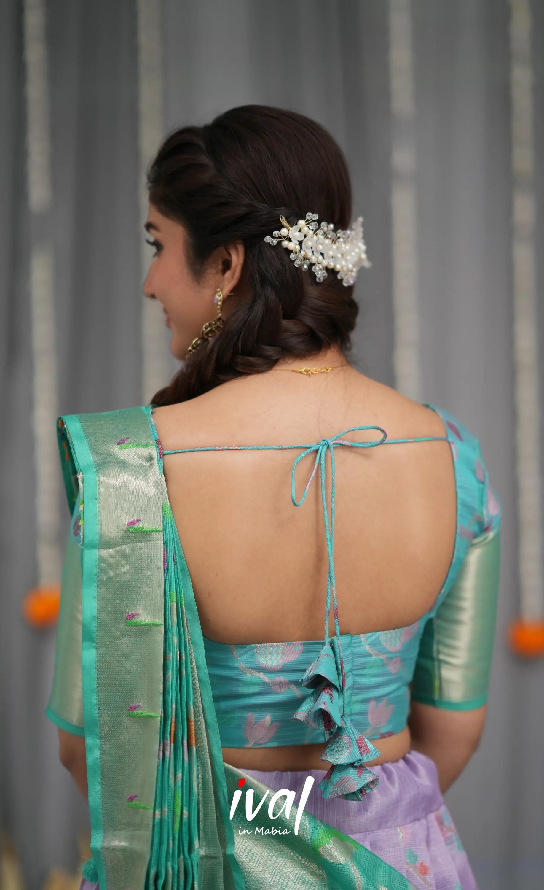 Sayuri Kota Halfsaree - Lavender and Teal Blue Half Sarees