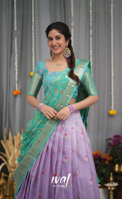 Sayuri Kota Halfsaree - Lavender and Teal Blue Half Sarees