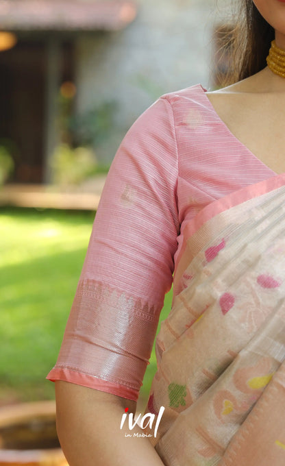 Sayuri Kota Halfsaree - Light yellow and Pastel pink - Half Sarees
