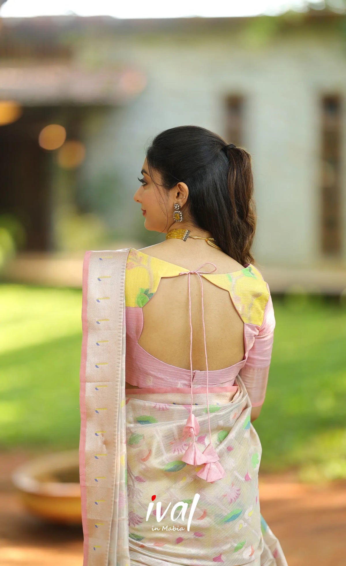 Sayuri Kota Halfsaree - Light yellow and Pastel pink - Half Sarees