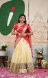 Sayuri Kota Halfsaree - Off White and Red - Half Sarees