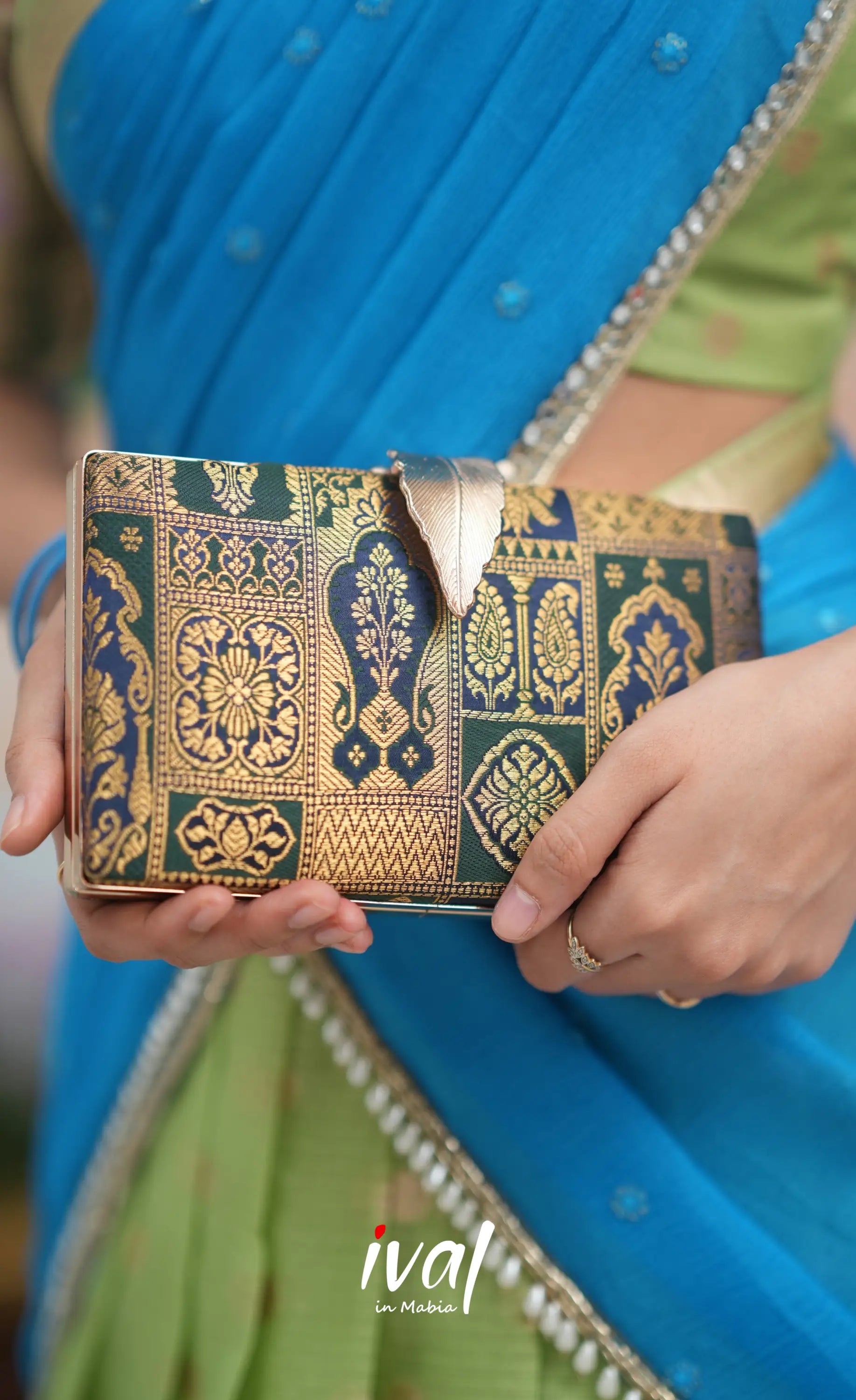 Sayuri Kota Halfsaree - Pastel Green and Sky Blue Half Sarees