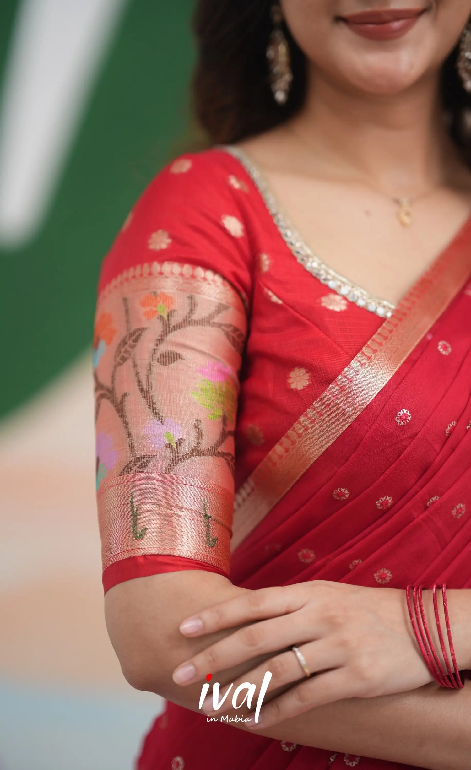 Sayuri Kota Halfsaree - Red Half Sarees