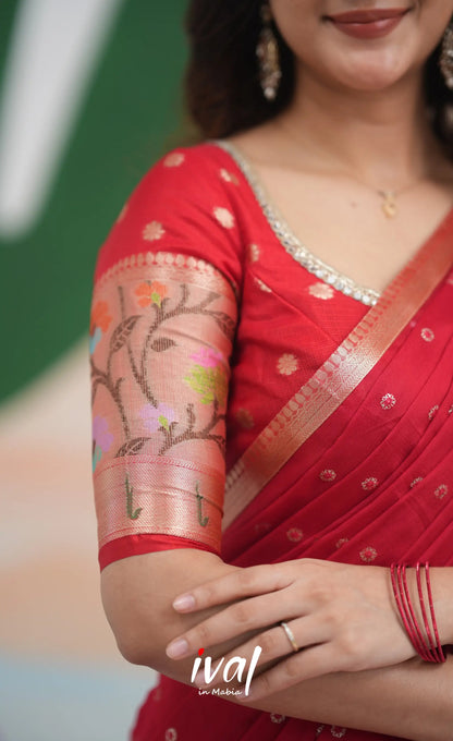 Sayuri Kota Halfsaree - Red Half Sarees